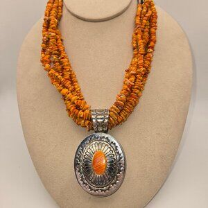 Tony Aguilar Jr Orange Spiny Oyster Necklace